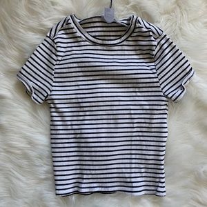 black and white striped crop top